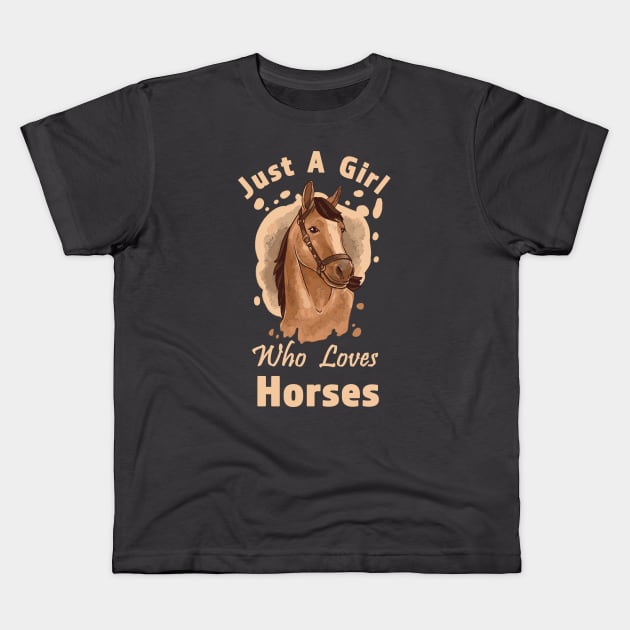 Just A Girl Who Loves Horses Riding Training Horse Kids T-Shirt by RKP'sTees